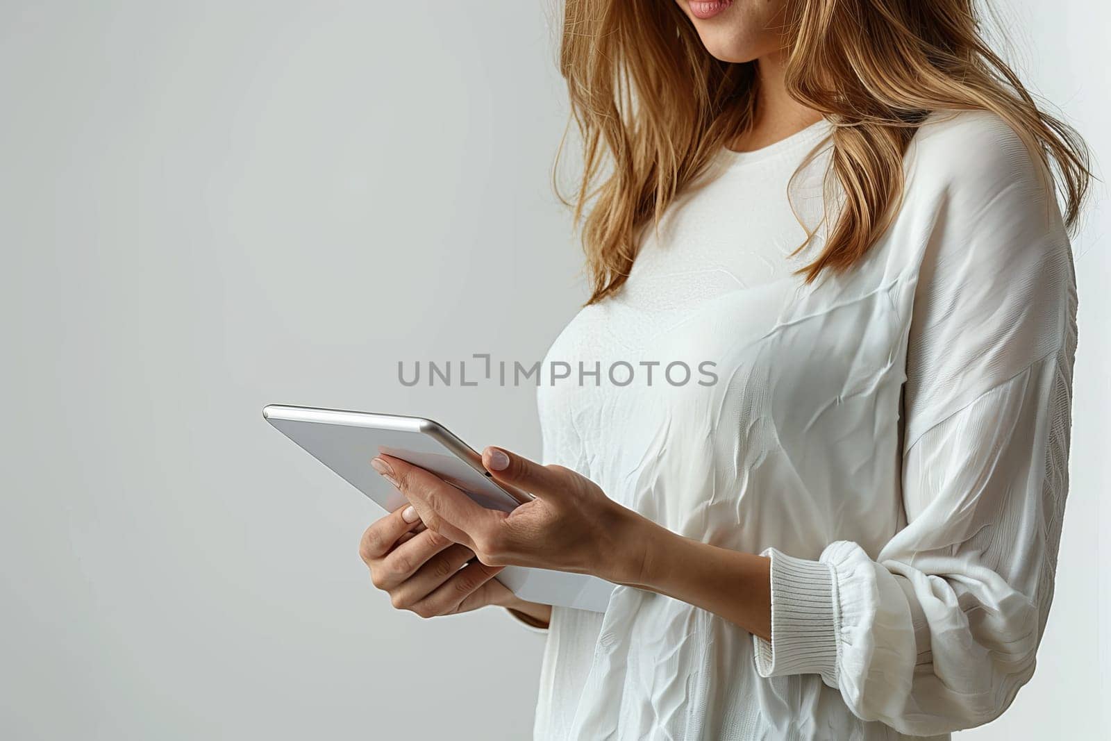 Executive person using digital tablet at workplace