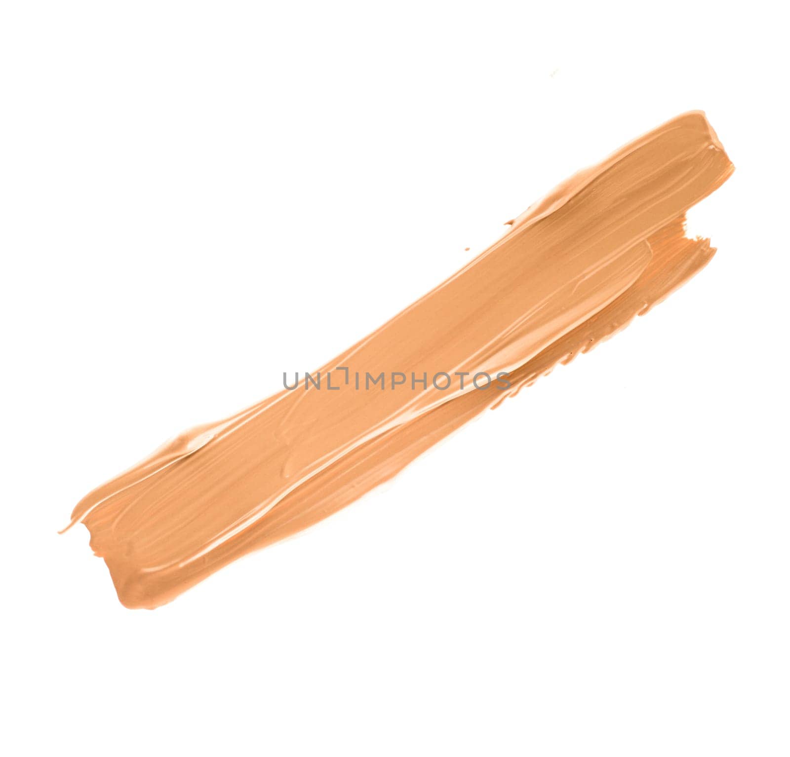 Make-up base foundation brush stroke isolated on white background, flatlay - cosmetic products, beauty texture background concept. Beige is always a good idea