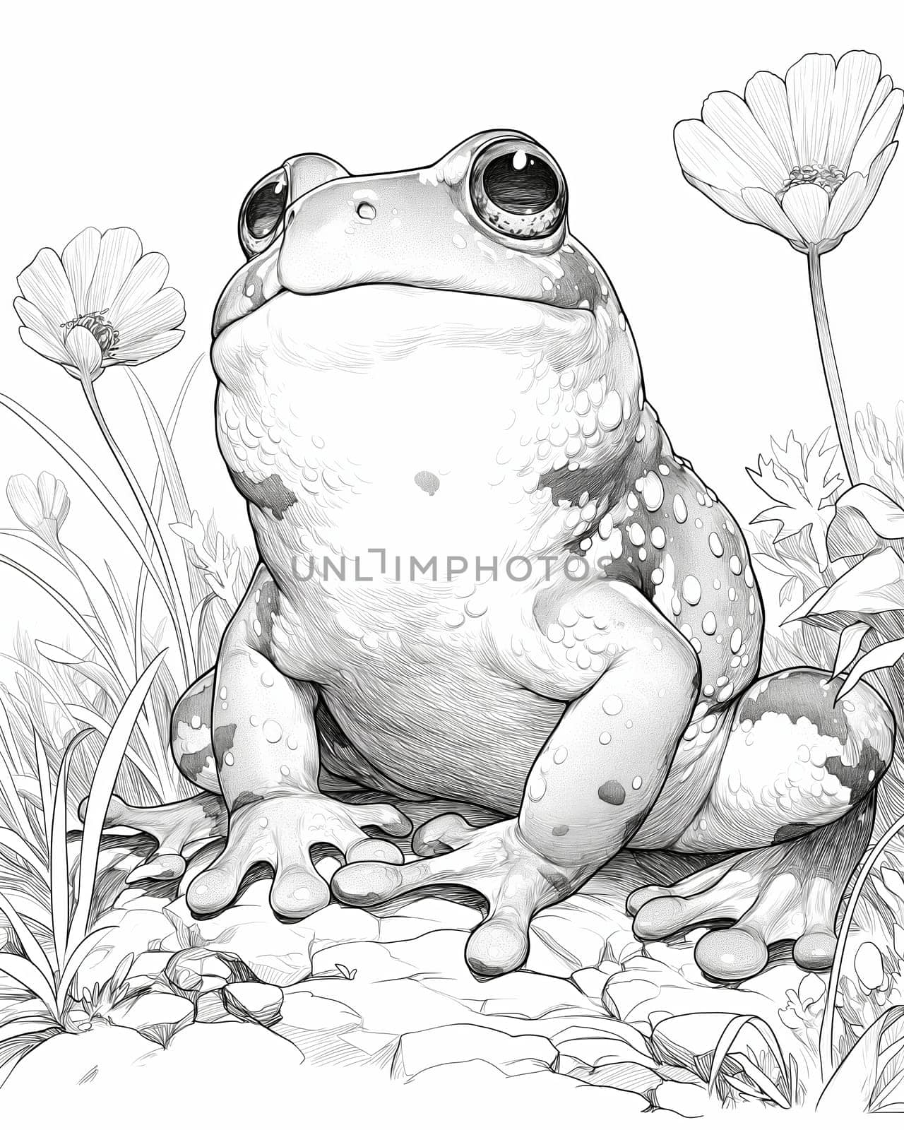 Coloring book for kids, animal coloring, frog. by Fischeron