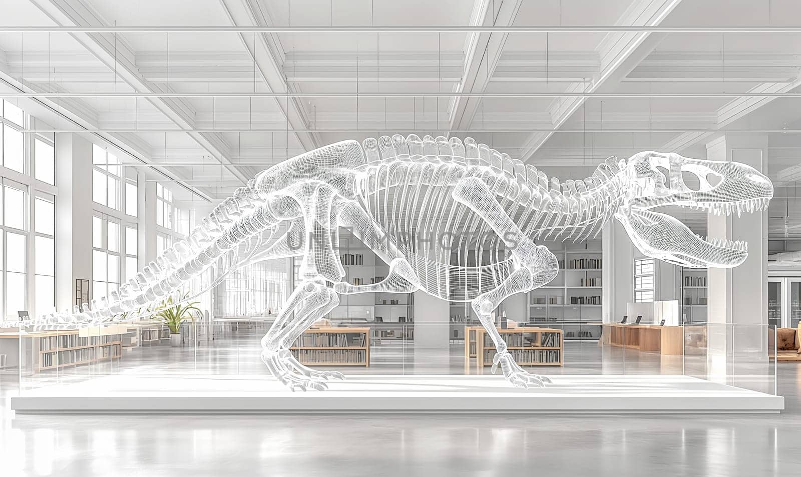 Holographic Dinosaur Display in Modern Living Room. by Fischeron