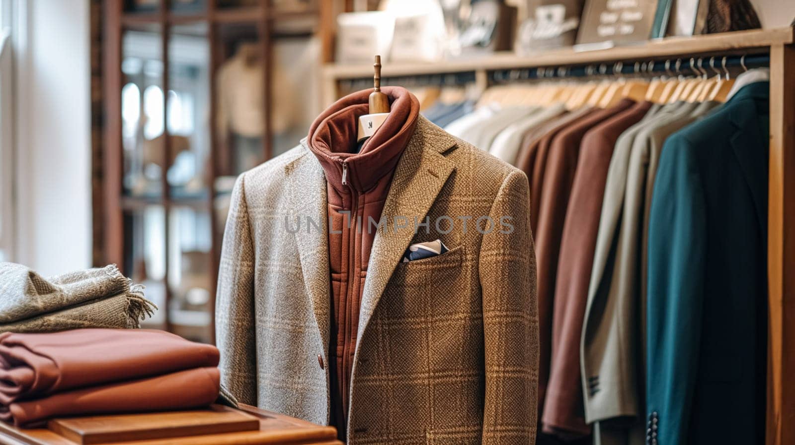 Menswear store in English countryside style, autumn and winter clothing collection