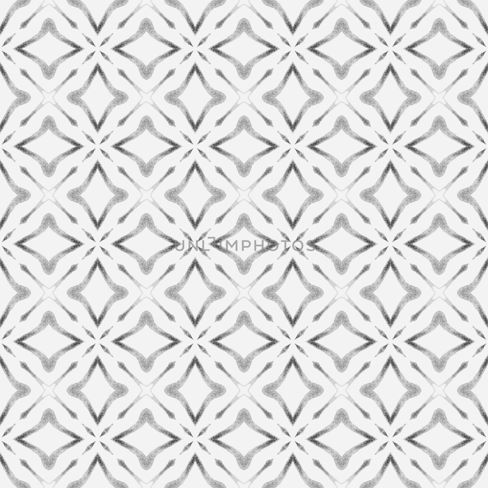 Textile ready radiant print, swimwear fabric, wallpaper, wrapping. Black and white remarkable boho chic summer design. Watercolor medallion seamless border. Medallion seamless pattern.
