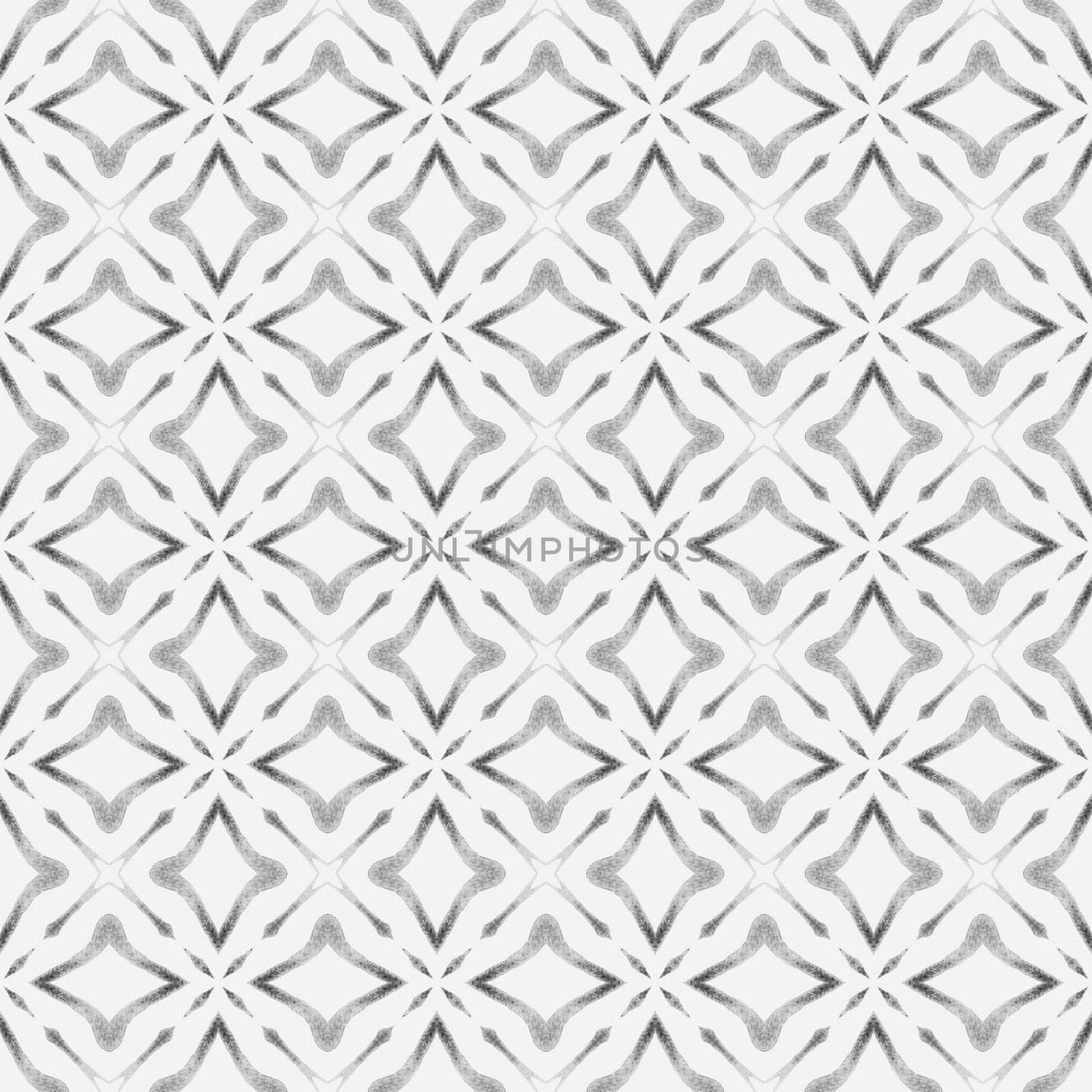 Textile ready radiant print, swimwear fabric, wallpaper, wrapping. Black and white remarkable boho chic summer design. Watercolor medallion seamless border. Medallion seamless pattern.