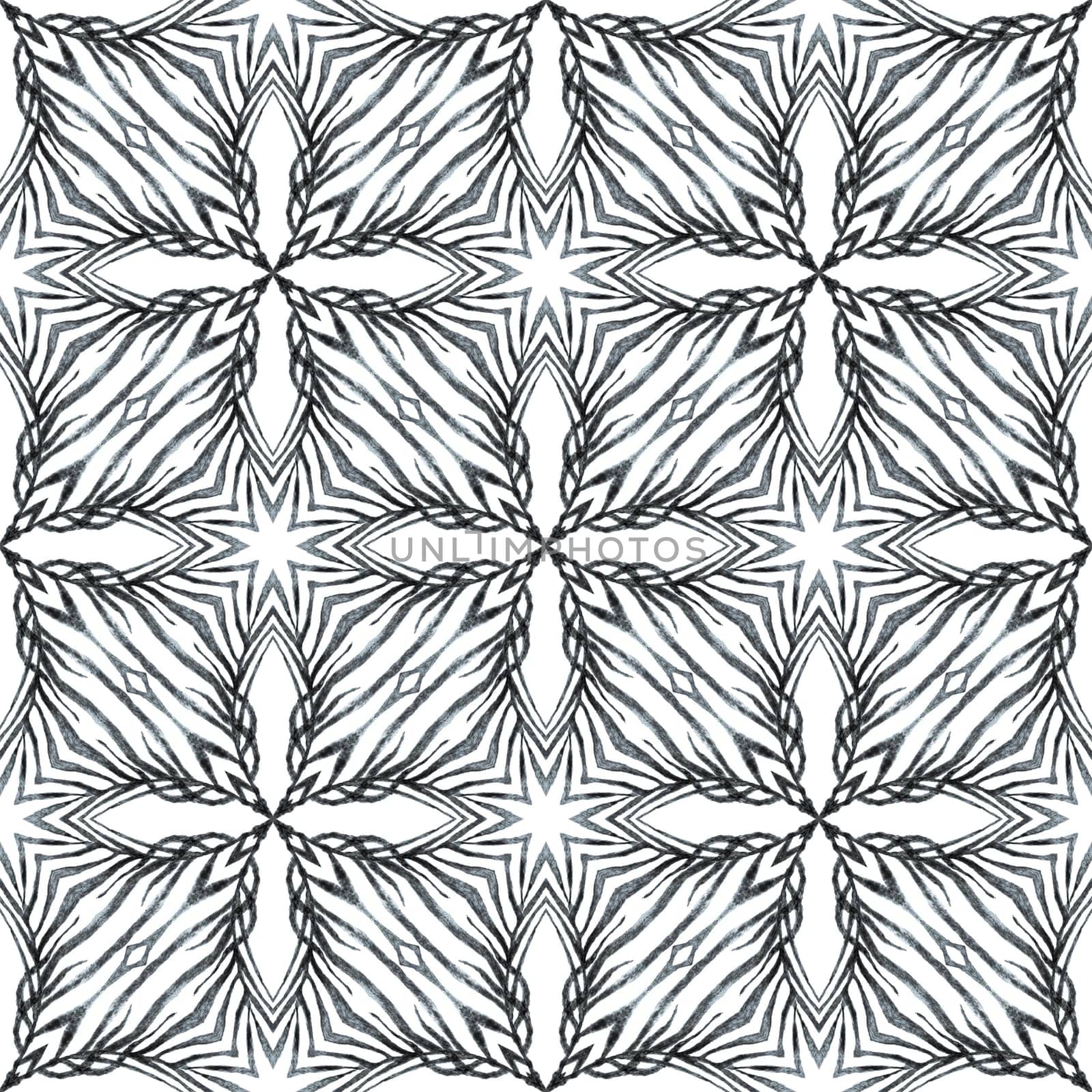 Textile ready classic print, swimwear fabric, wallpaper, wrapping. Black and white adorable boho chic summer design. Mosaic seamless pattern. Hand drawn green mosaic seamless border.