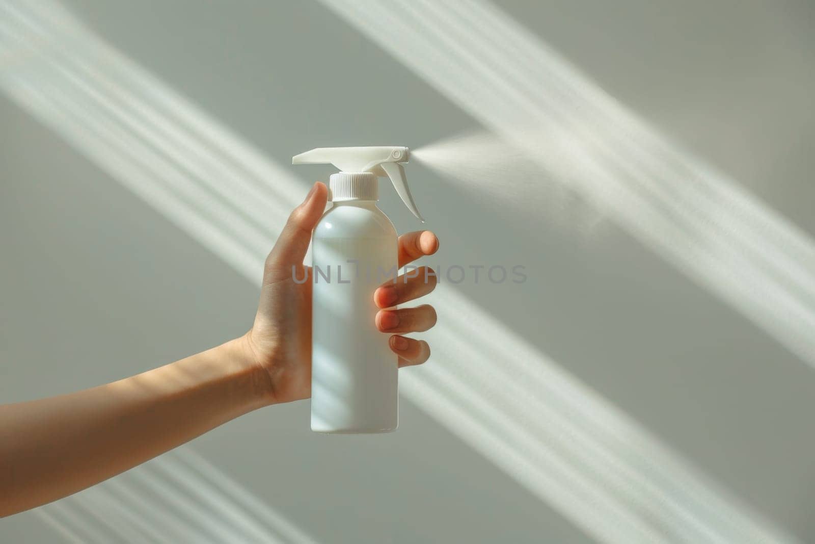 Mock up white spray bottle with blank label.