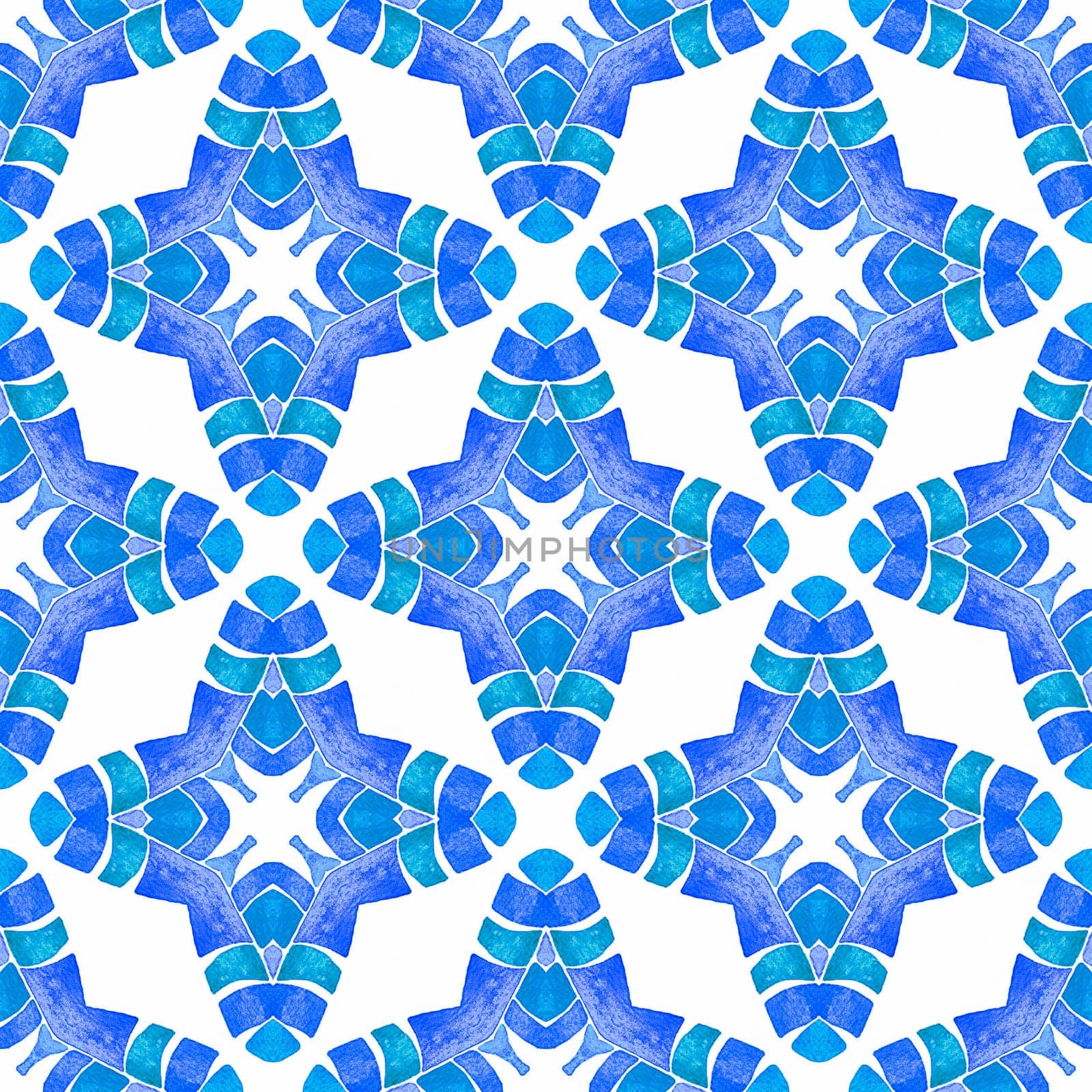 Mosaic seamless pattern. Blue perfect boho chic summer design. Textile ready fetching print, swimwear fabric, wallpaper, wrapping. Hand drawn green mosaic seamless border.