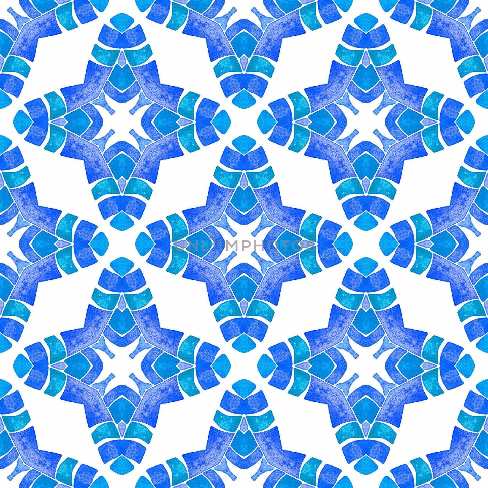 Mosaic seamless pattern. Blue perfect boho chic summer design. Textile ready fetching print, swimwear fabric, wallpaper, wrapping. Hand drawn green mosaic seamless border.