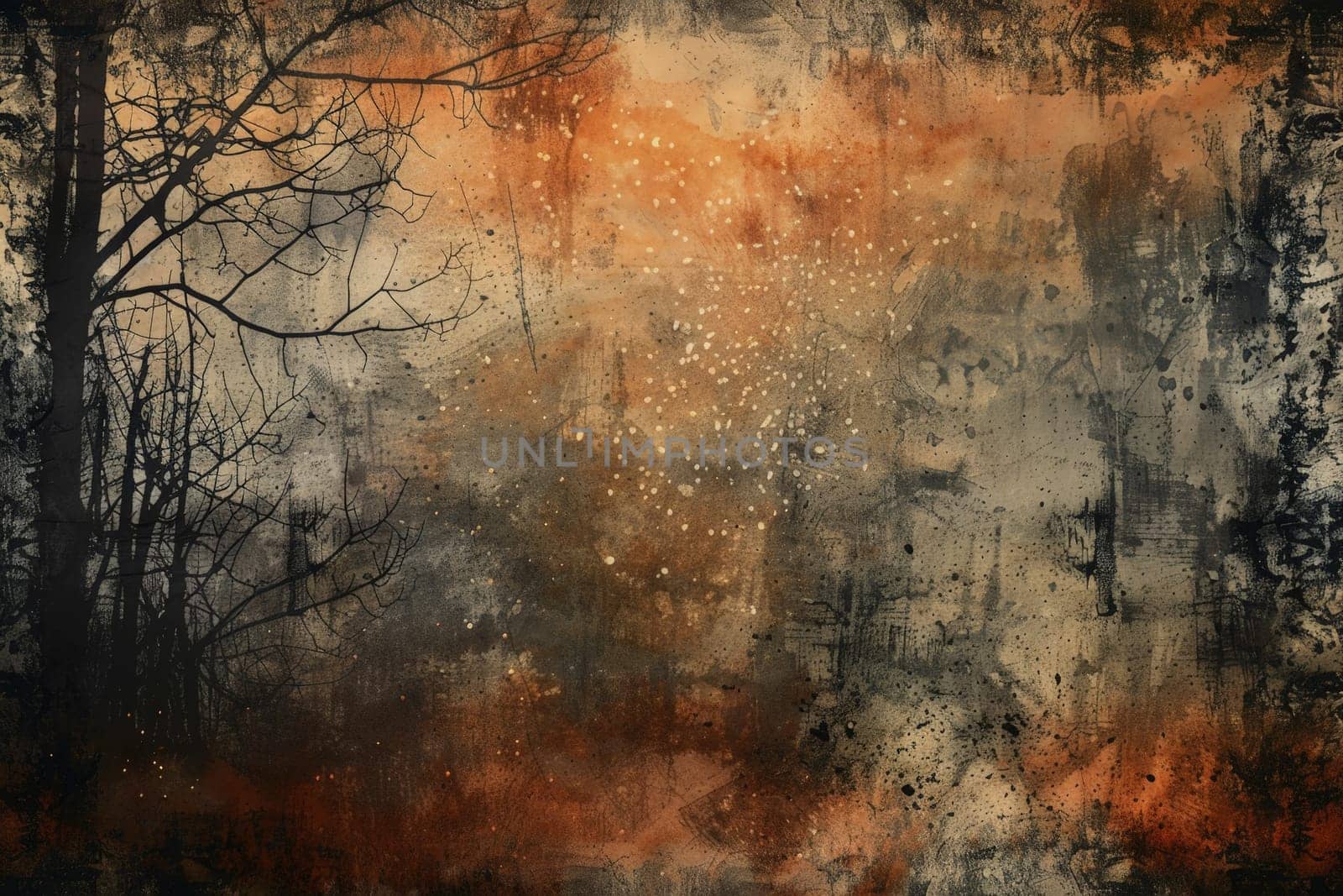 Watercolor old brown and orange background texture abstract wall retro paper vintage grunge.