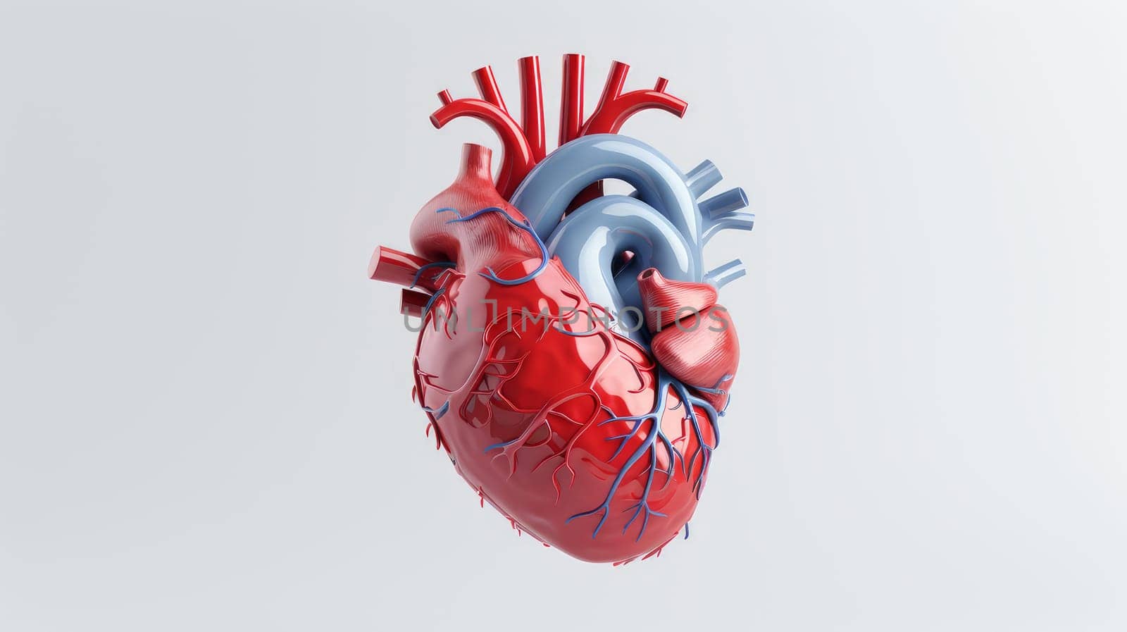 Human heart model,concept of cardiology, health care, human organ transplant. 3D modeling in the field of internal organ transplantation. Technologies in medicine and scientific research of the body, the study of human internal organs