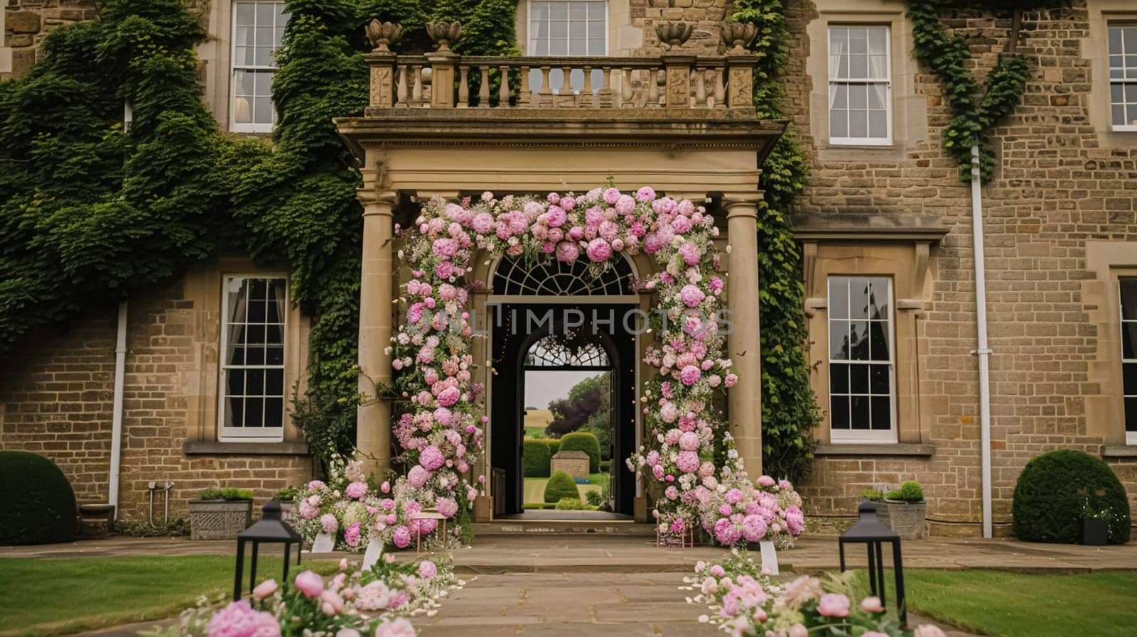 Wedding decoration with peonies, floral decor and event celebration, peony flowers and wedding ceremony in the garden, English country style