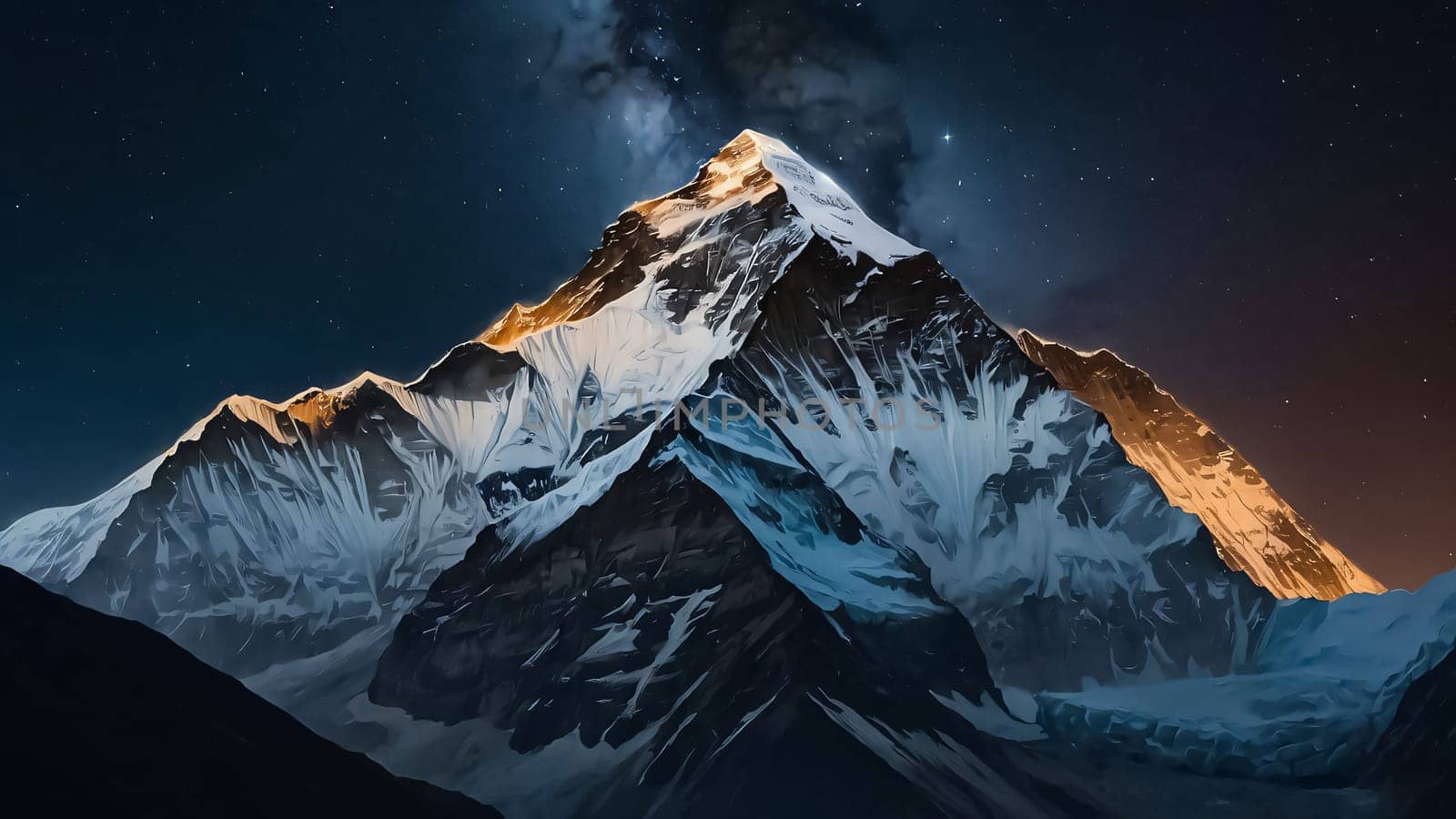 fantastic landscape of Himalayan peaks mountain with snow cap at the top and hills and valley for multimedia content creation