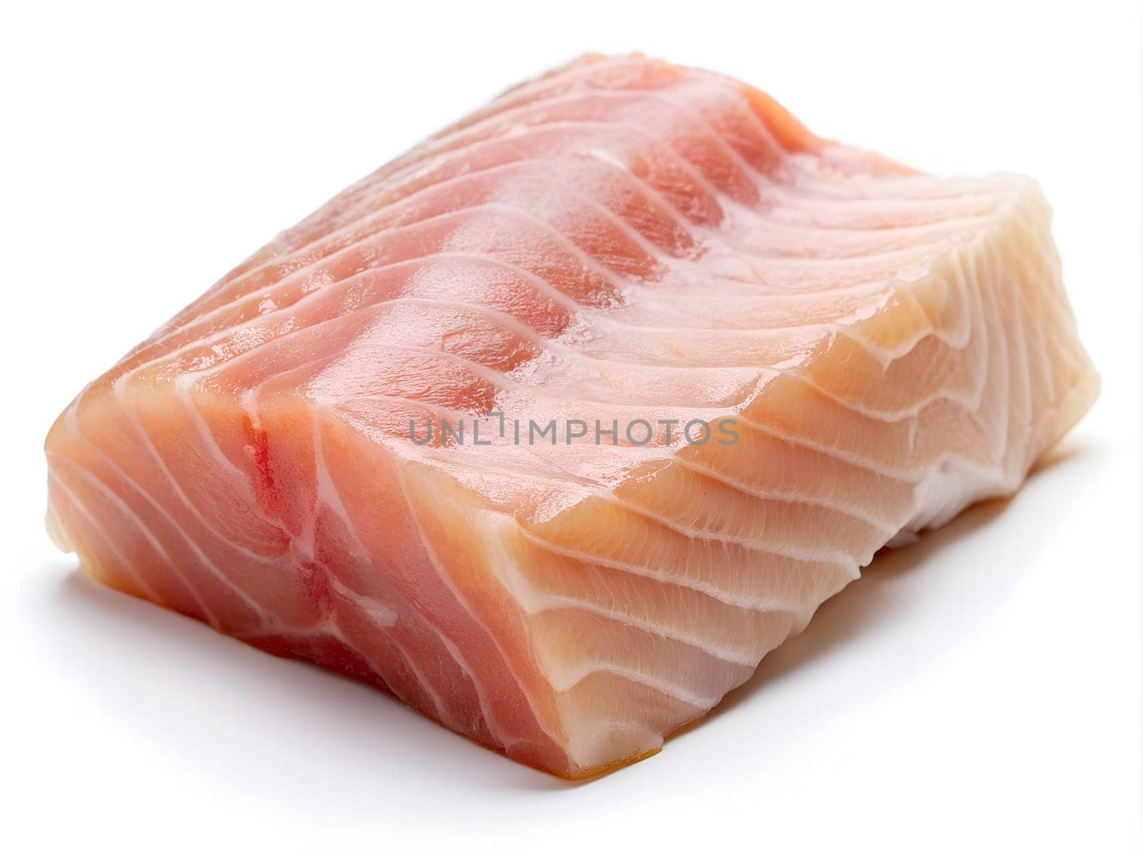 Raw fish fillet isolated on white background. Ai generated image