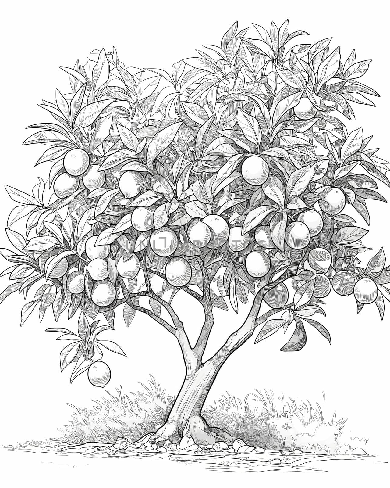 Coloring book for kids, coloring plant, orange tree. by Fischeron