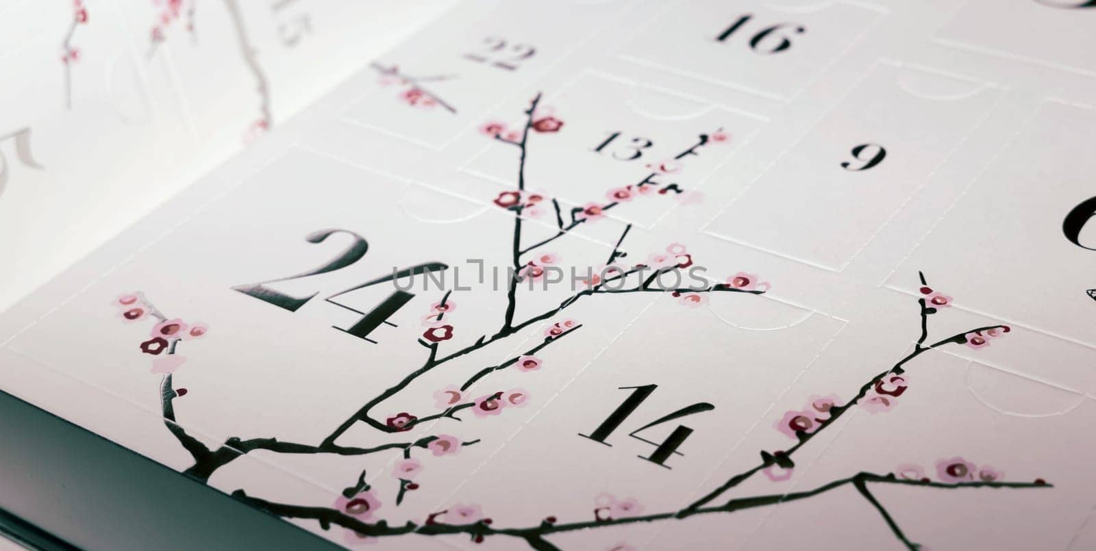 Advent calendar with numbers and with chocolate inside. Christmas concept box of chocolates.