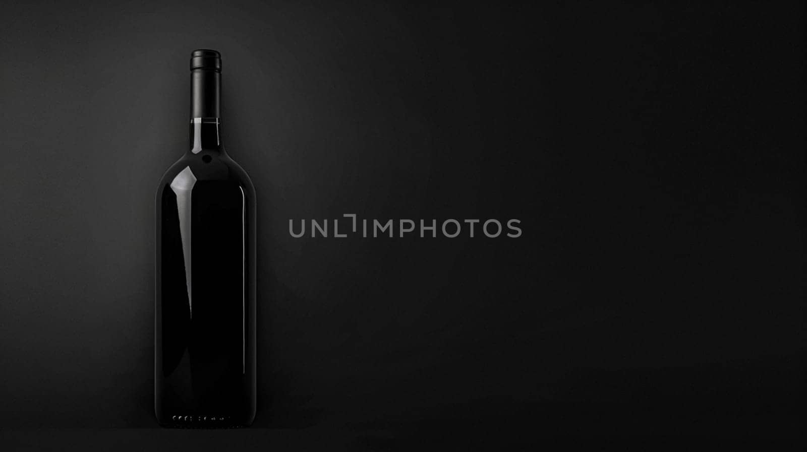 Wine bottle with blank label as winery product with copyspace, luxury and sophistication, perfect for wine enthusiasts and connoisseurs by Anneleven