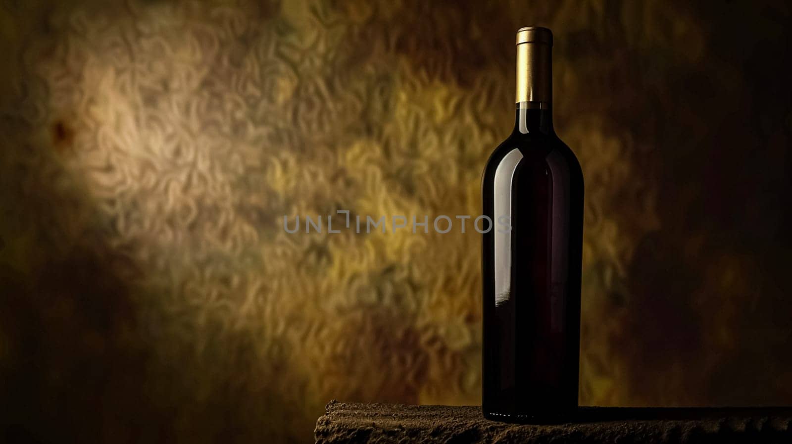Wine bottle with blank label as winery product with copyspace, luxury and sophistication, perfect for wine enthusiasts and connoisseurs by Anneleven