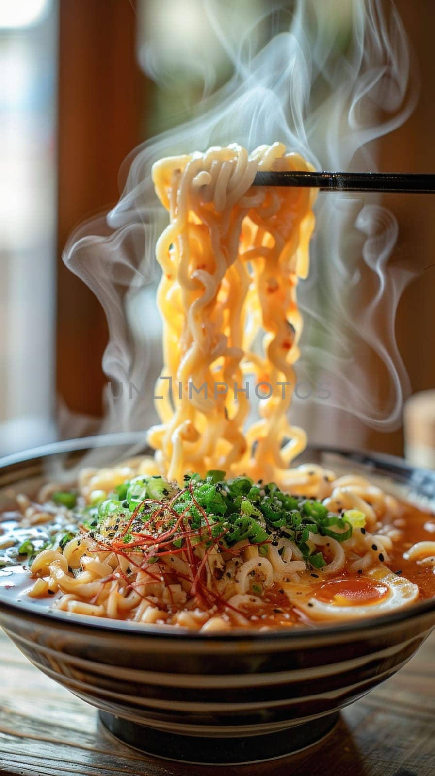 Eating a bowl of ramen with chopsticks is a traditional part of Asian cuisine, popular for its comfort and taste