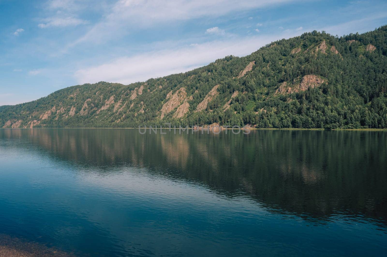 The beautiful summer view of Yenisei River, Russia, Siberia