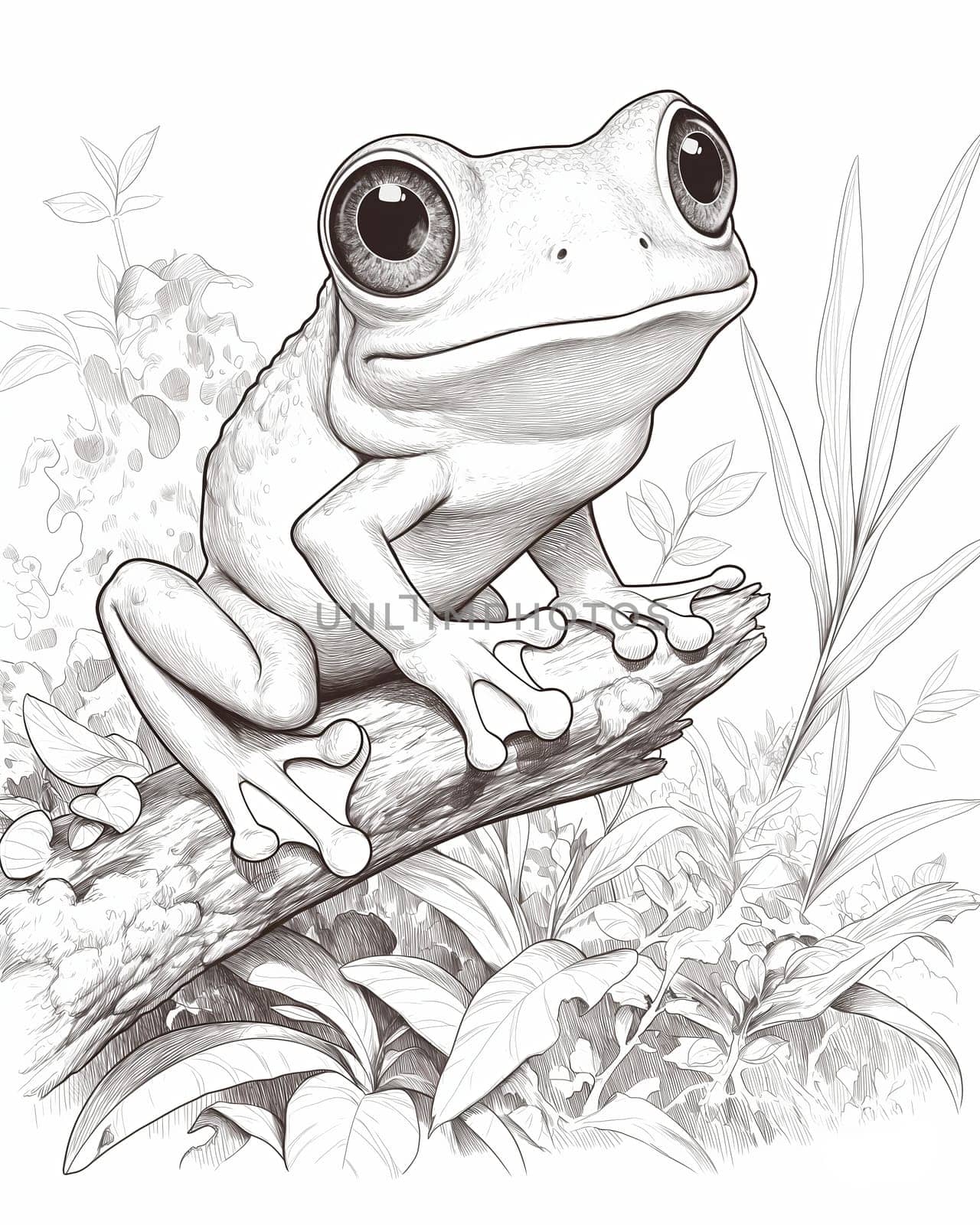 Coloring book for kids, animal coloring, frog. by Fischeron