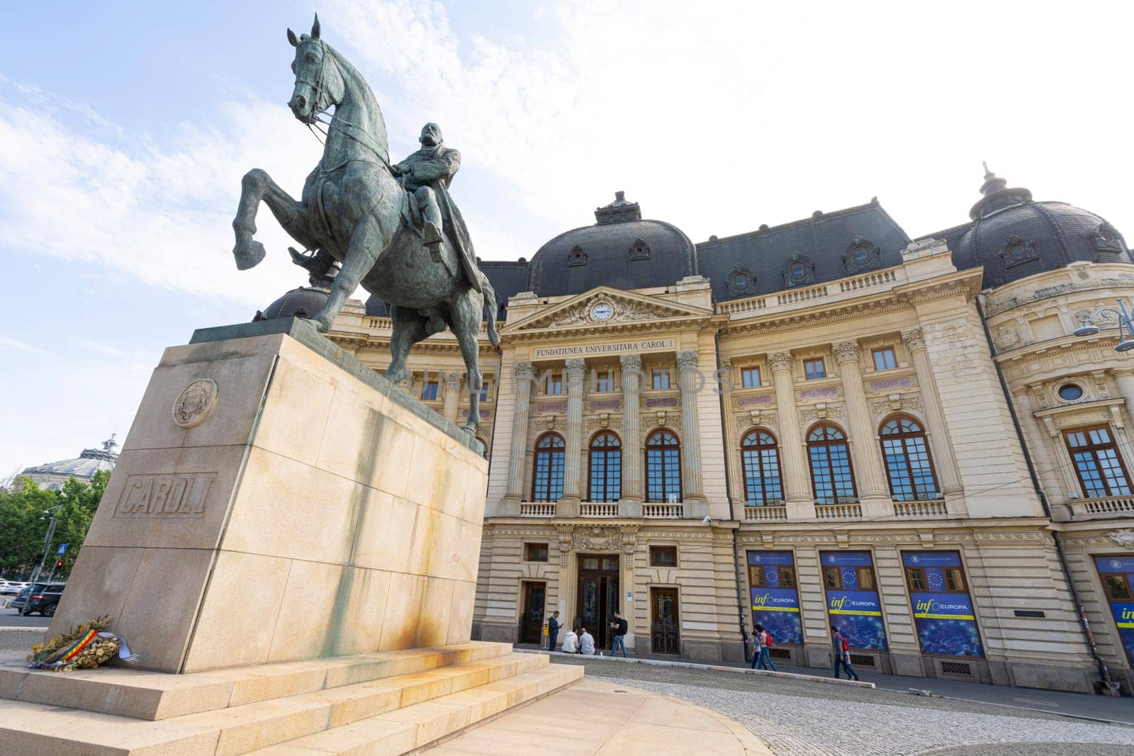 Bucharest, Romania. May 25, 2024. external view of the Carol I University Foundation building in the city center