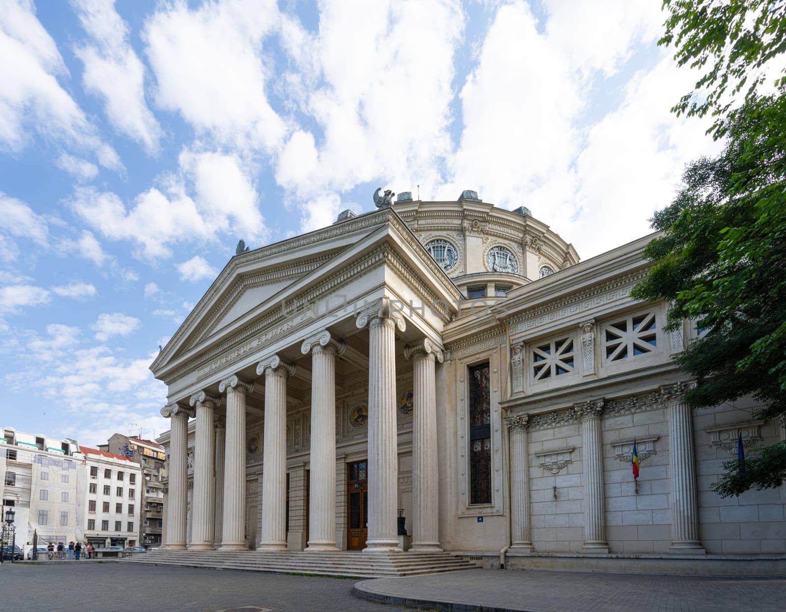 Bucharest, Romania. May 25, 2024. External view of the Romanian Athenaeum in the city center