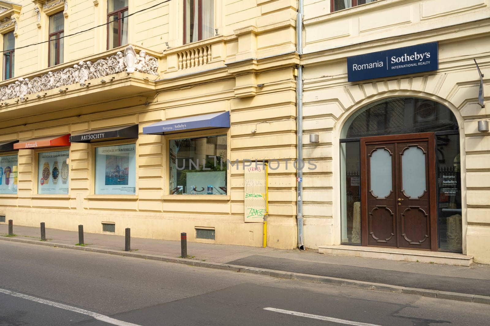 Bucharest, Romania. May 25, 2024. external view of the Sotheby's Romanian branch in the city center