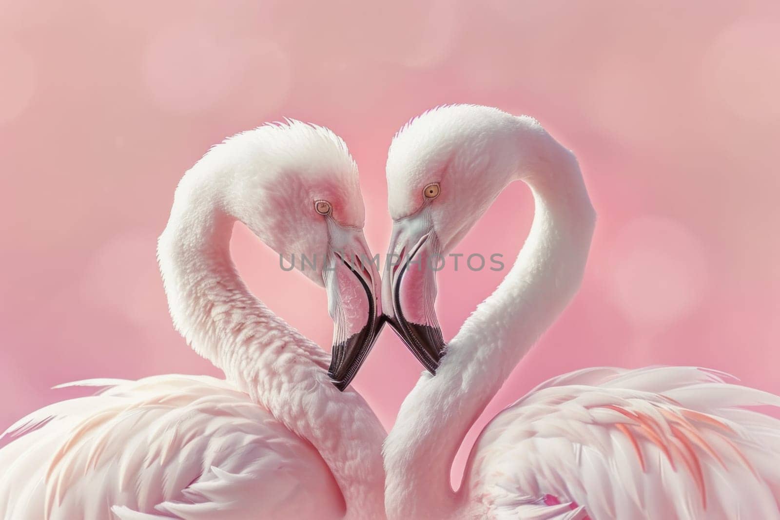 Romantic flamingos forming heart shape on pink background love, relationship, wildlife, nature, beauty concept