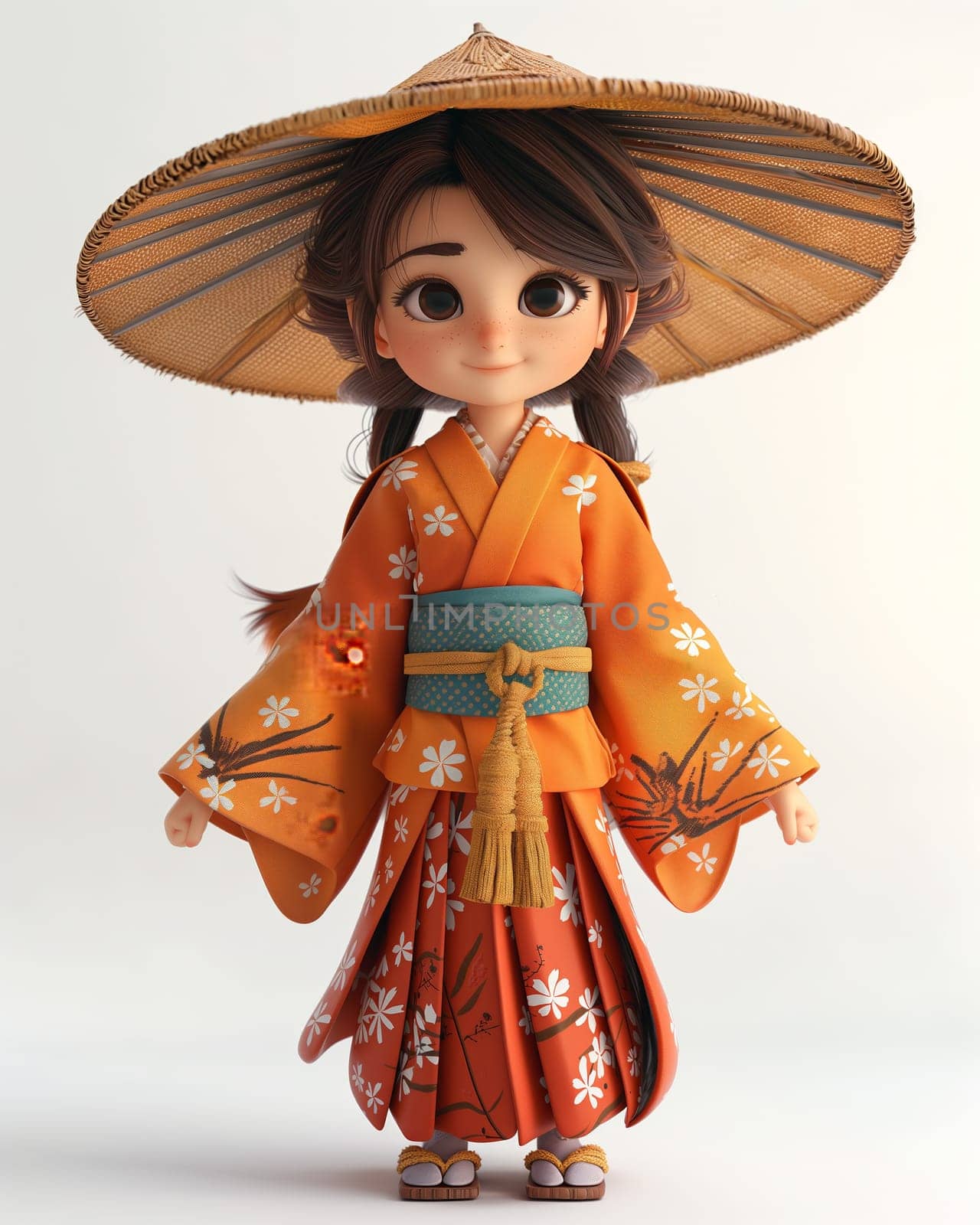 Cartoon, 3D boy in national traditional Asian attire. by Fischeron