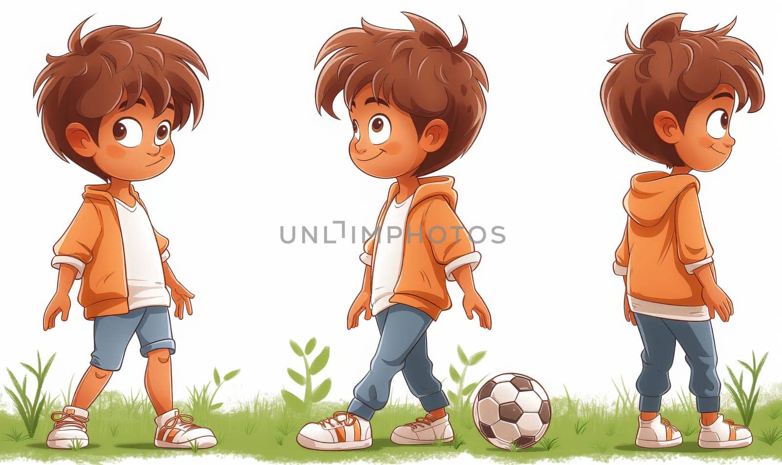 Illustration of a boy playing with a ball. by Fischeron