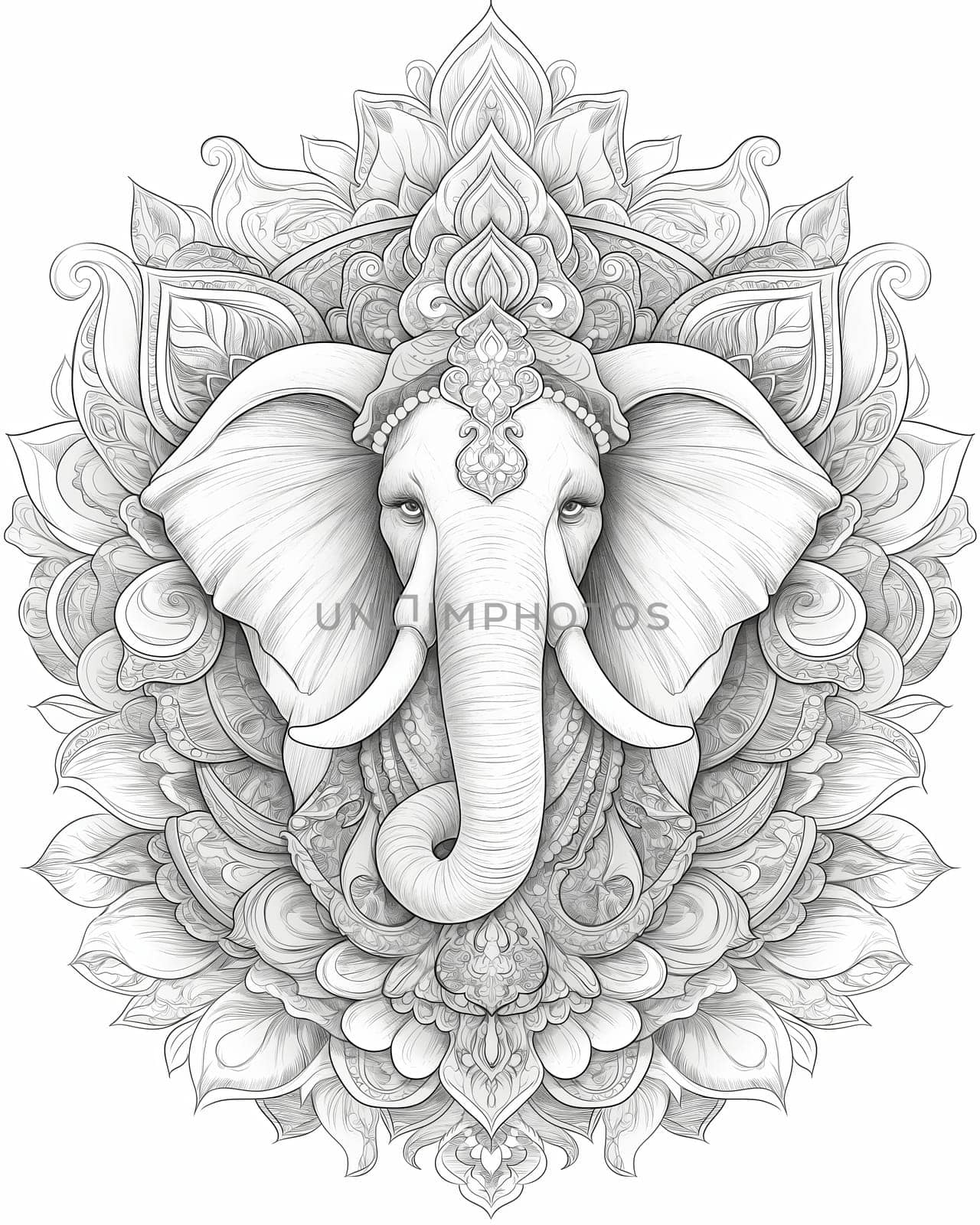 Coloring book for kids, animal coloring, elephant. by Fischeron