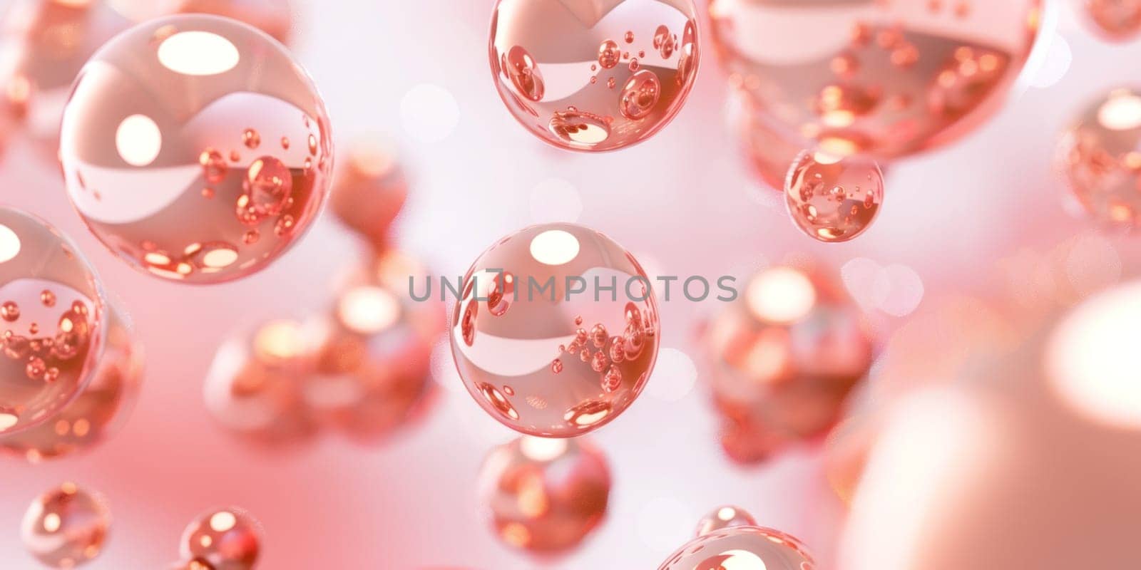 Abstract pink bubble clouds floating in air on pink background, 3d rendering for travel, fashion, beauty and art concept by Vichizh