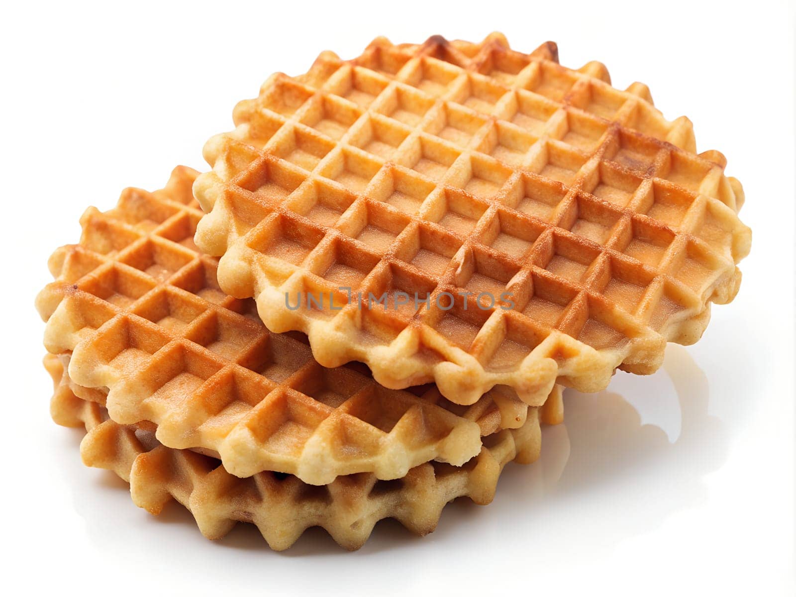 Waffles isolated on a white background. Ai generated image