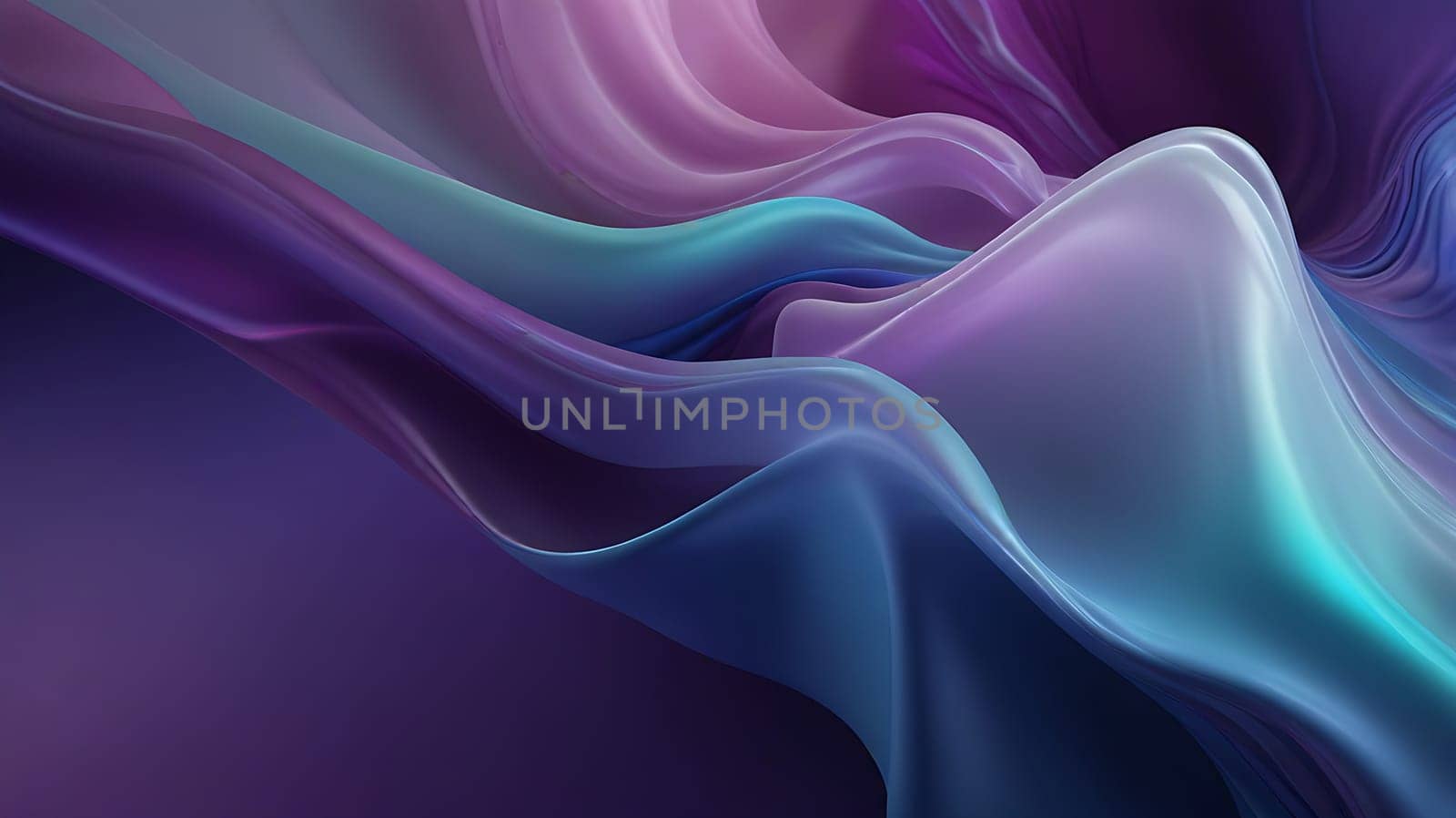 Abstract holographic iridescent purple and turquoise liquid metal texture background. Colorful abstract gleaming fluid material.