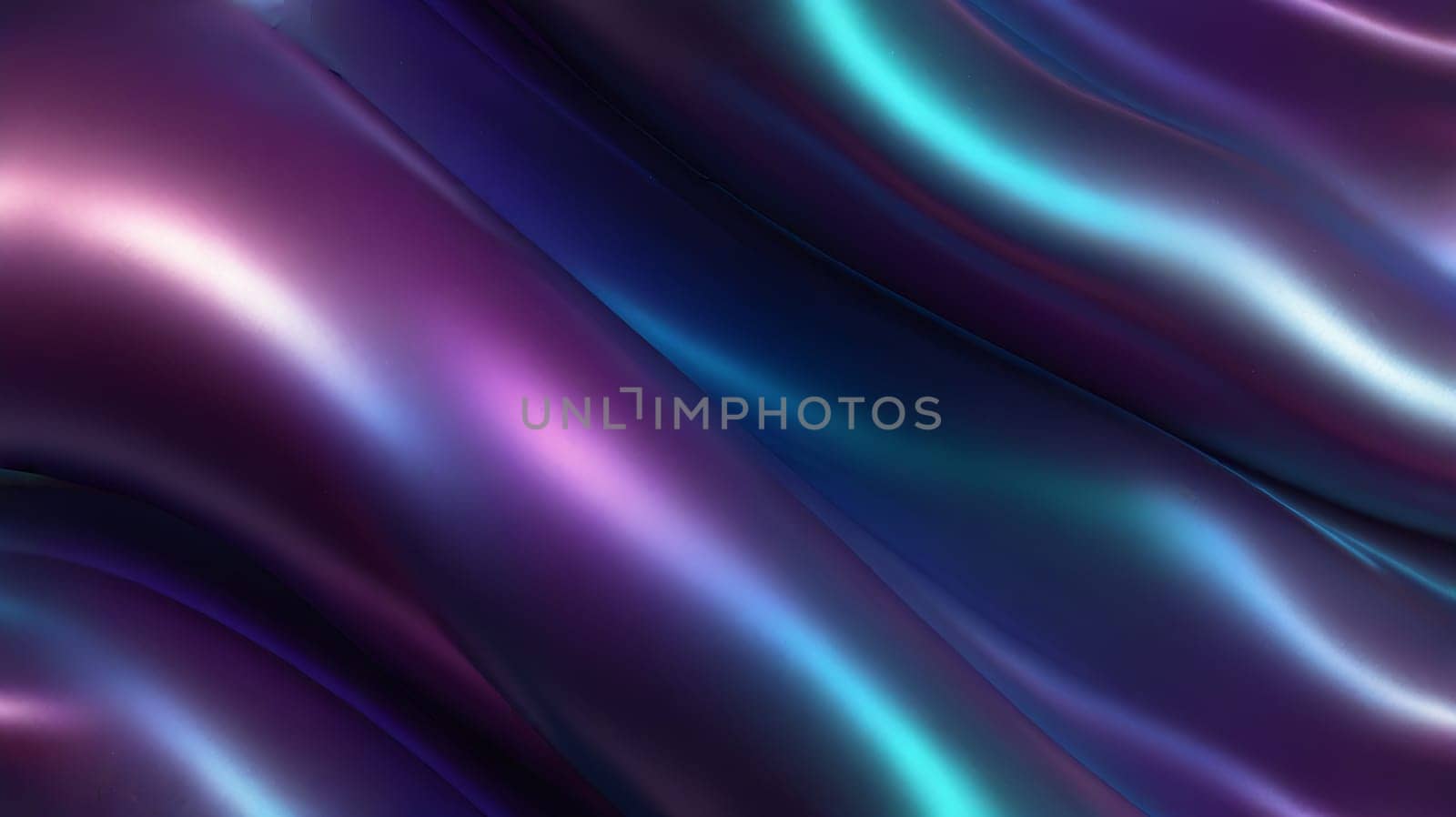 Abstract holographic iridescent purple and turquoise liquid metal texture background. Colorful abstract gleaming fluid material.