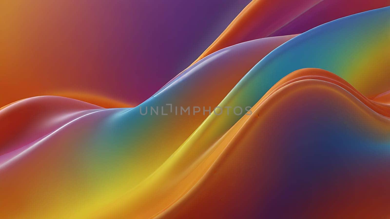 Abstract holographic iridescent vibrant rainbow colored liquid metal texture background. Colorful abstract gleaming fluid material.