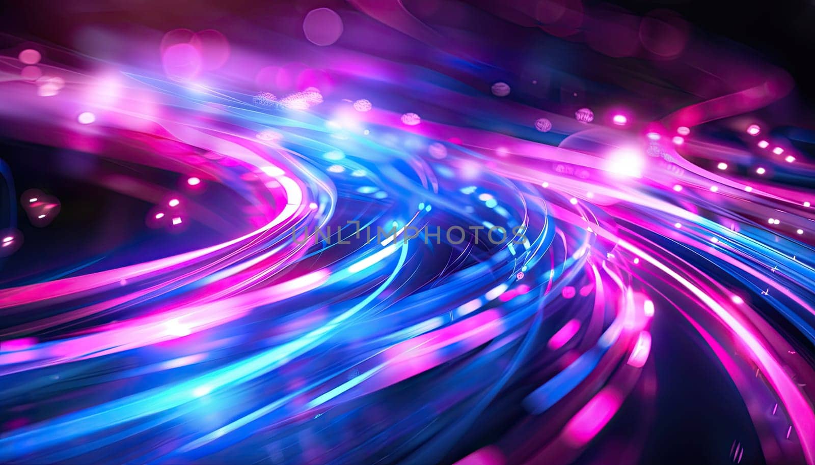 A colorful, swirling line of light and dark blue and pink colors by AI generated image.