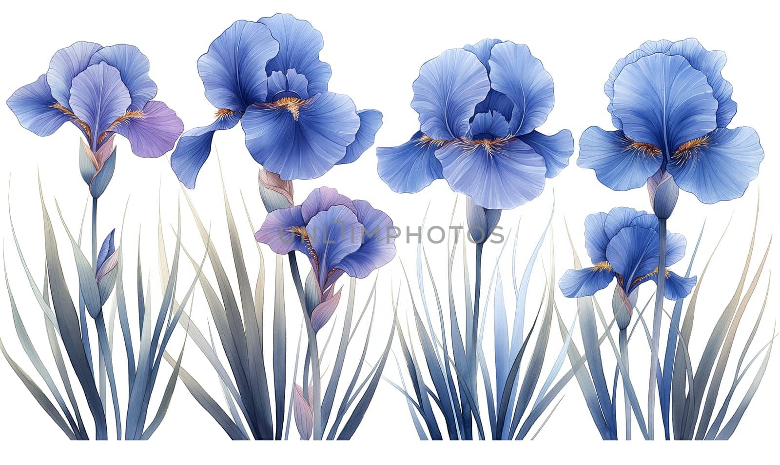 Irises flowers on a white background. by Fischeron
