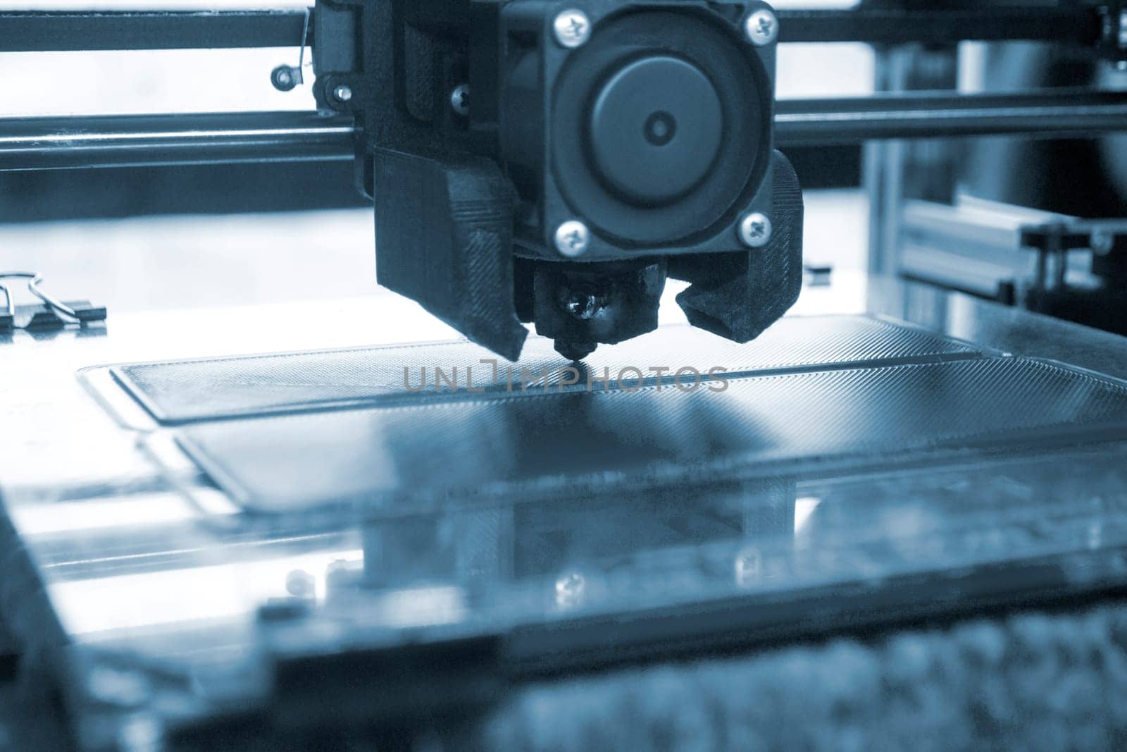 3D printer close up. Working 3D printer close-up. Process of printing 3D printer by Mari1408