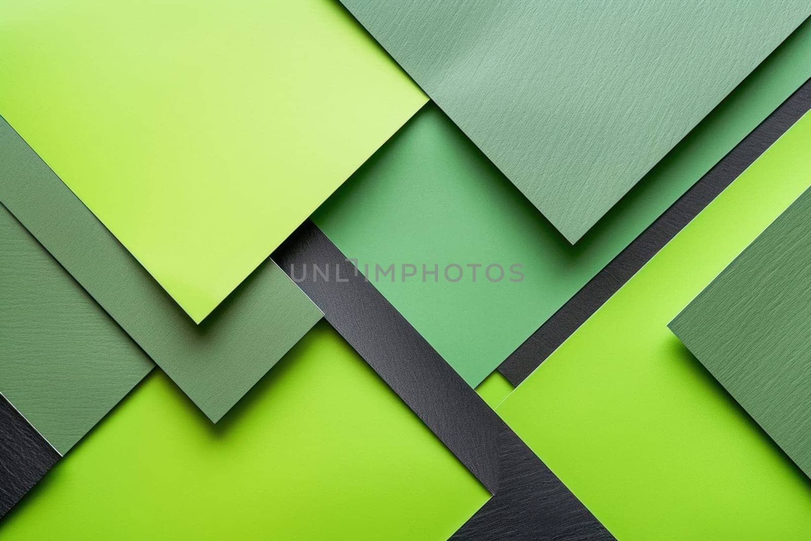 Geometric design on green backdrop with color, rectangles, triangles, patterns, symmetry, and electric blue