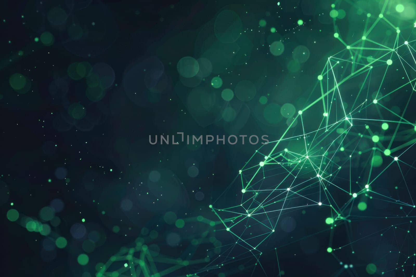 The background is a vibrant green, adorned with multiple lines and dots, resembling an underwater scene