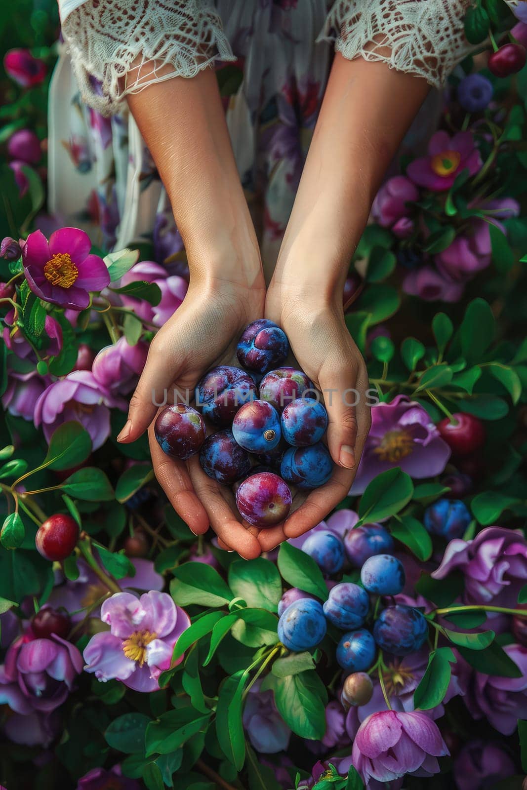 Harvest in the hands of a woman in the garden. Selective focus. nature.