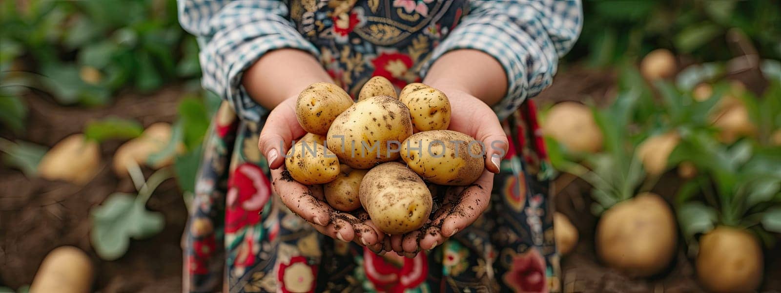 Harvest in the hands of a woman in the garden. Selective focus. nature.