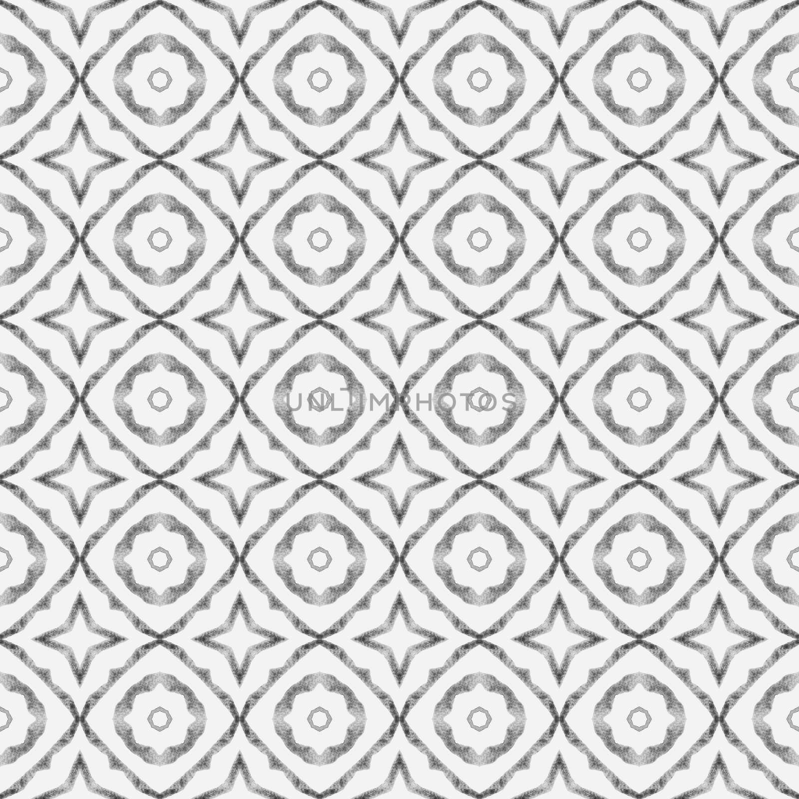 Textile ready lively print, swimwear fabric, wallpaper, wrapping. Black and white splendid boho chic summer design. Hand drawn green mosaic seamless border. Mosaic seamless pattern.