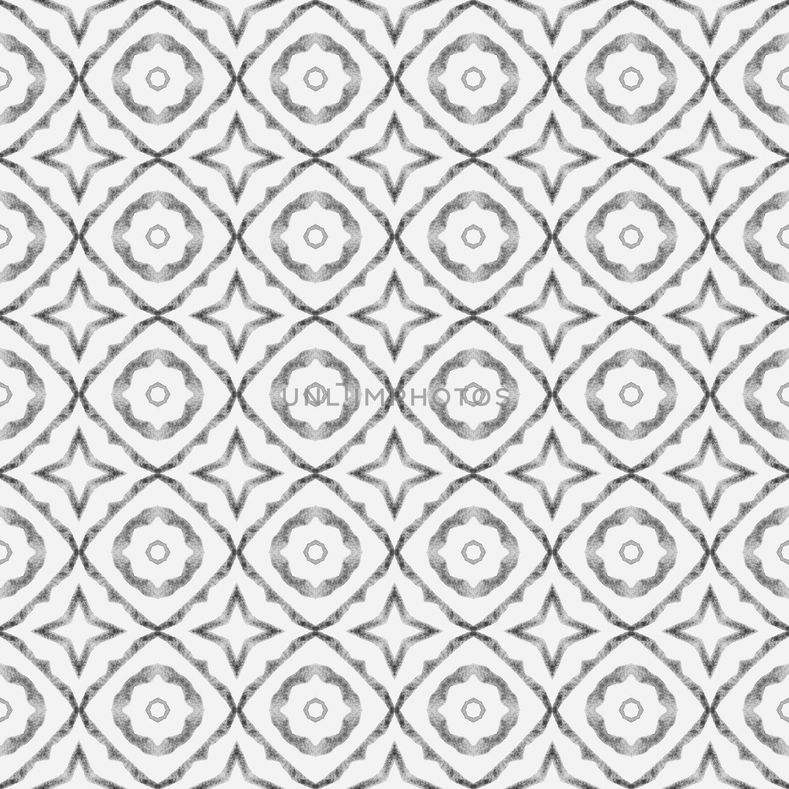 Textile ready lively print, swimwear fabric, wallpaper, wrapping. Black and white splendid boho chic summer design. Hand drawn green mosaic seamless border. Mosaic seamless pattern.