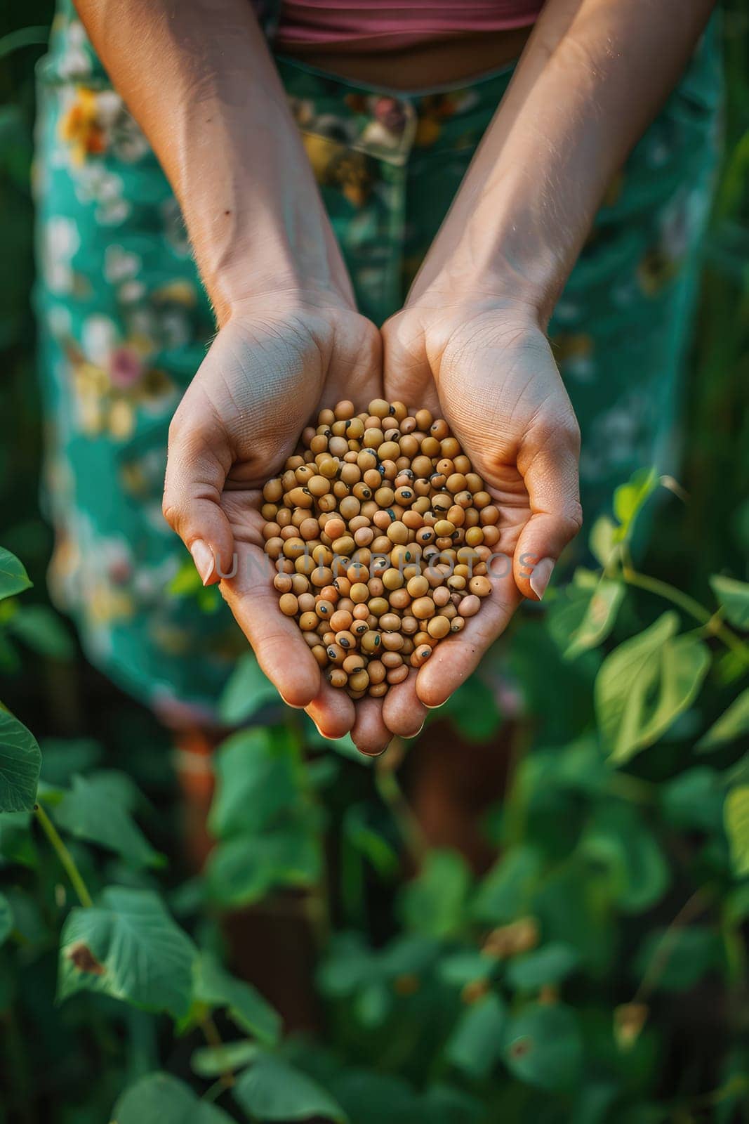 Harvest in the hands of a woman in the garden. Selective focus. nature.