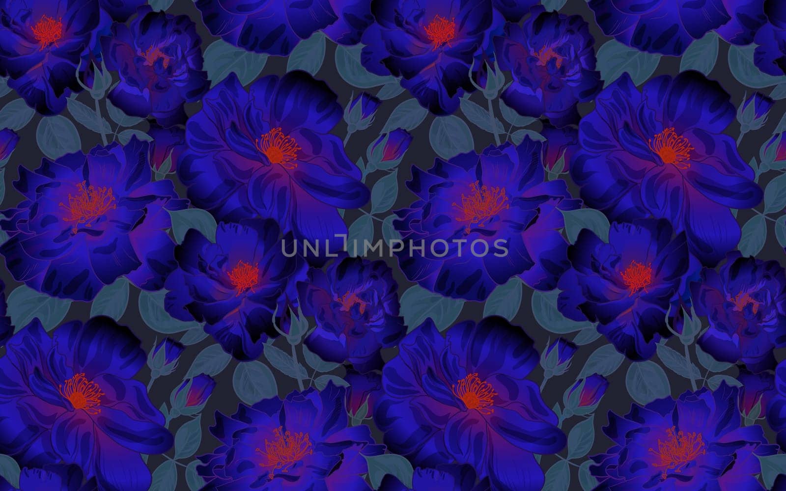 Seamless floral pattern with dark roses for surface design beautiful fabric and textile manufacturing stationery and packaging