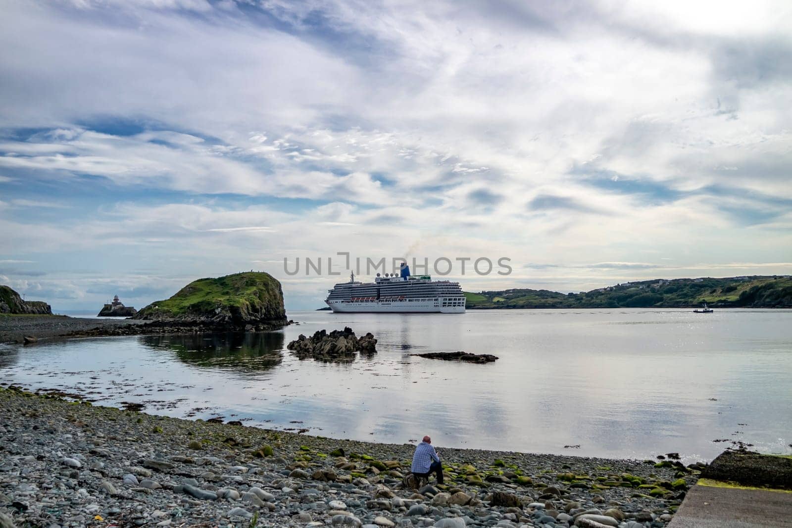 KILLYBEGS, IRELAND - MAY 16 2023: The Arcadia Star leaving after visiting Killybegs.