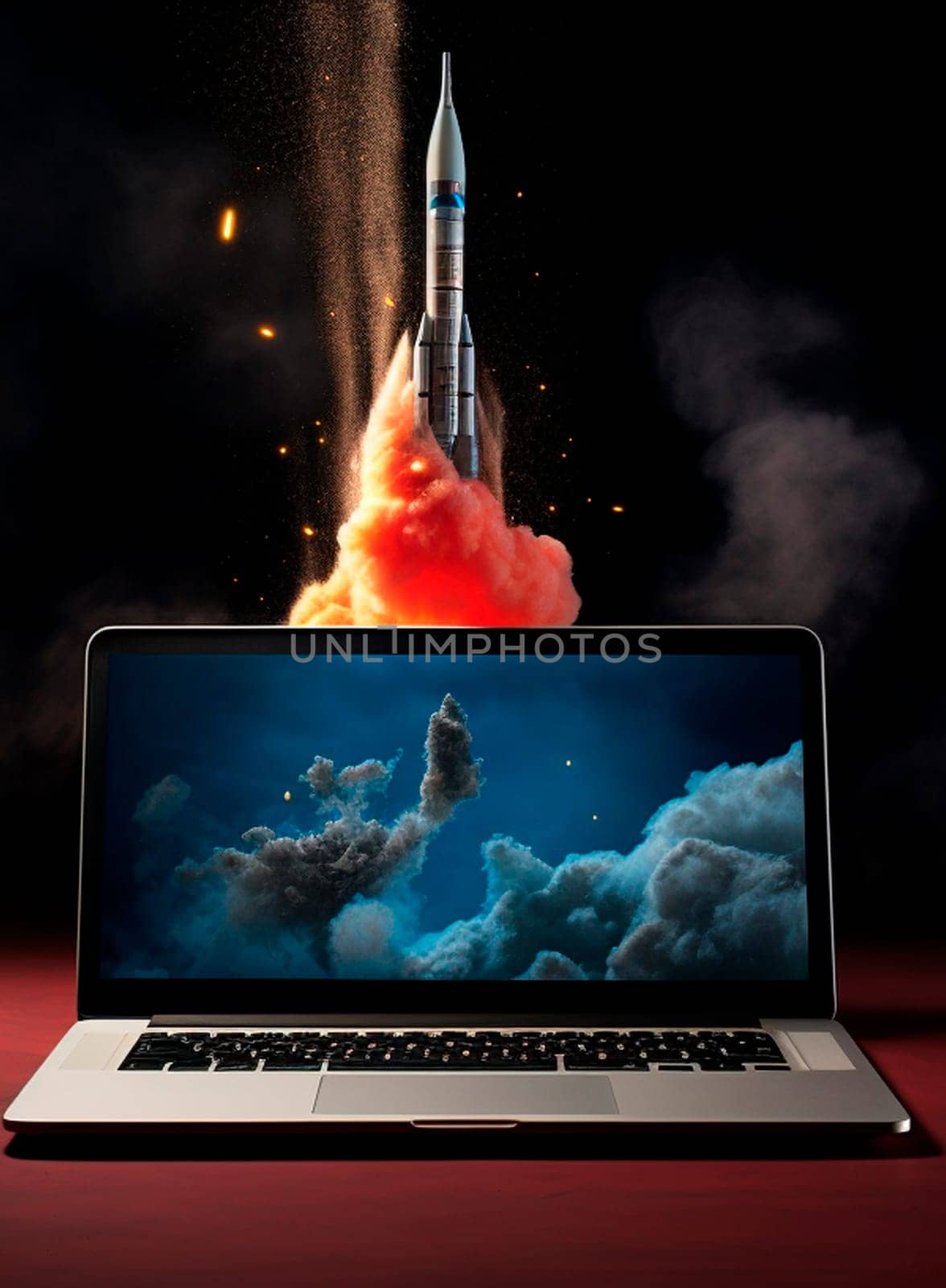 The laptop computer is fast as a rocket. Generative AI. by yanadjana