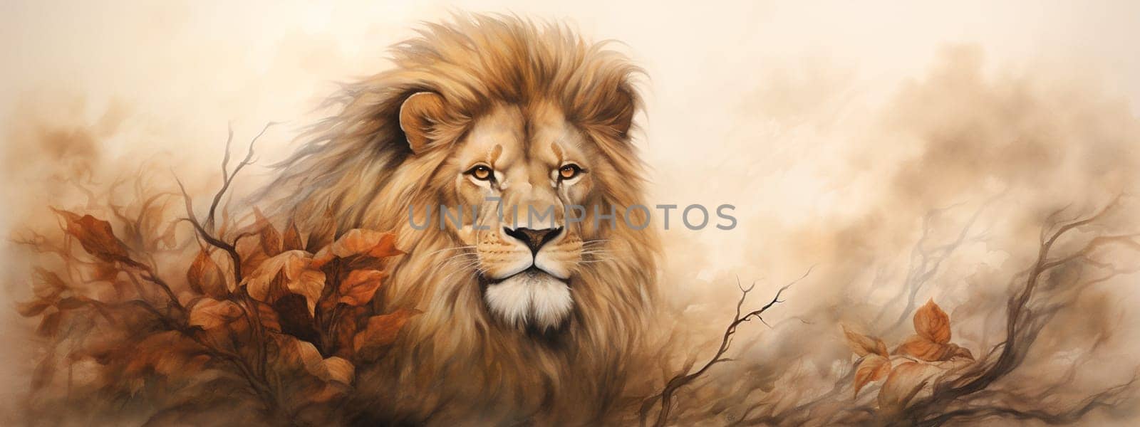 Beautiful portrait of a lion. Generative AI, animal.