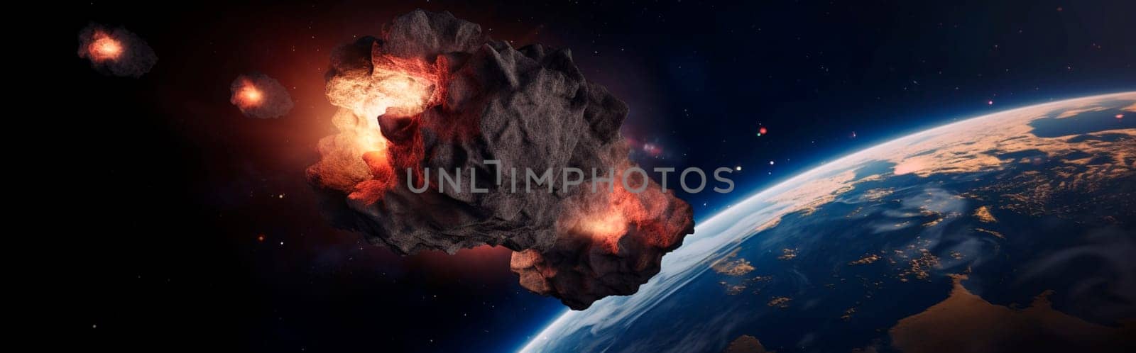 An asteroid falls to earth. Generative AI,